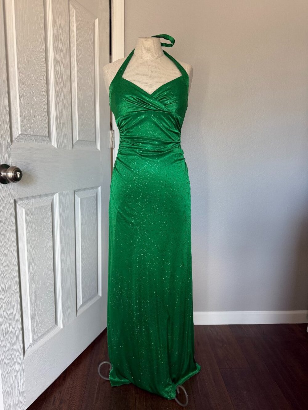Jodi Kristopher Y2K Emerald Green Halter Corset Formal Gown S